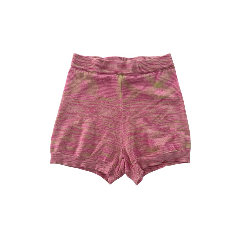 Princess Polly Pink Green Space Dye Knit Shorts High Waisted Size US 2